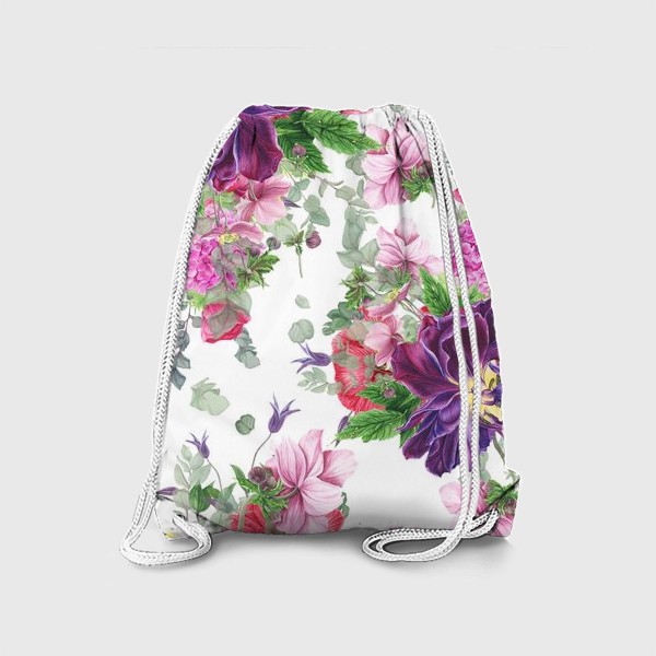 Рюкзак «Яркие цветы на белом фоне»