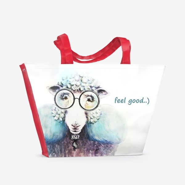 Пляжная сумка &laquo;Модная овечка в очках "Feel good..)"&raquo;