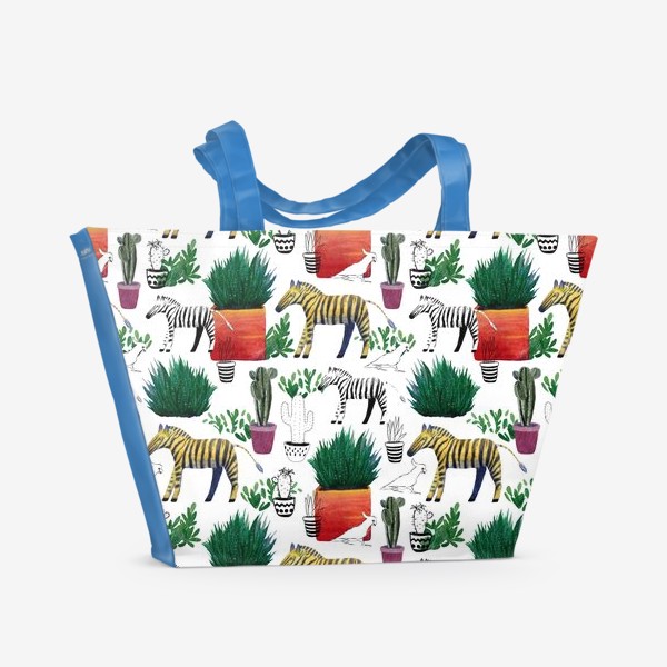 Пляжная сумка «Зебры и кактусы»