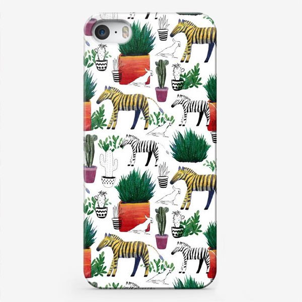 Чехол iPhone «Зебры и кактусы»