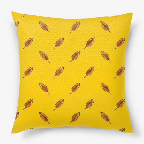 Подушка «Листья рябины на желтом фоне»