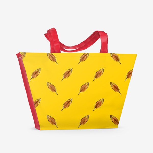 Пляжная сумка «Листья рябины на желтом фоне»