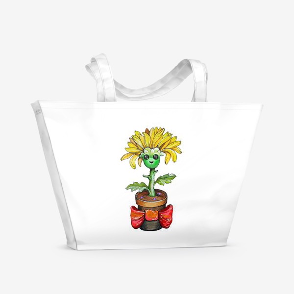 Пляжная сумка «Хризантема - живой желтый цветок»