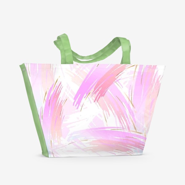 Пляжная сумка «Розовые и золотые штрихи»