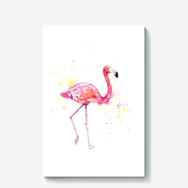 Холст &laquo;Розовый фламинго. Летний акварельный тропический скетч на белом фоне&raquo;