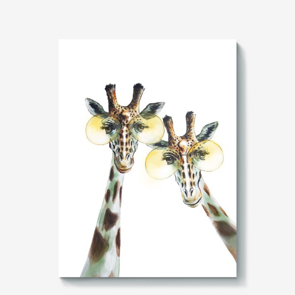 Холст &laquo;Забавные жирафы в очках.&raquo;