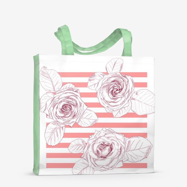 Сумка-шоппер «Розы на полосатом фоне»