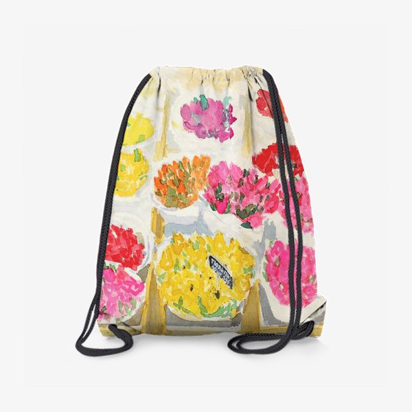 Рюкзак «Цветочный рынок. Картина акварель»