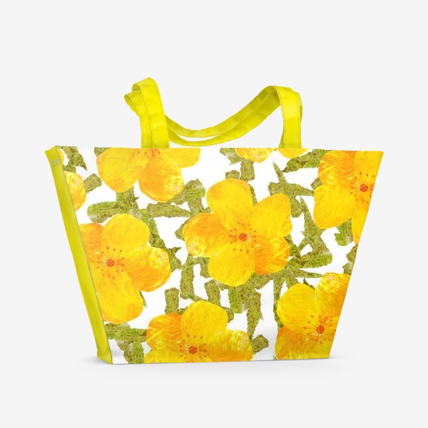 Пляжная сумка &laquo;Жёлтые цветы и листья&raquo;