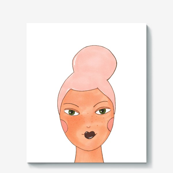 Холст «Девушка с розовыми волосами»