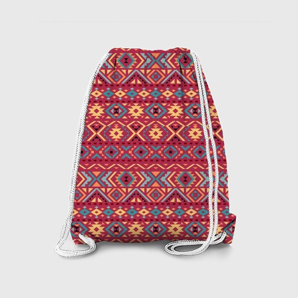Рюкзак «Бордовый этнический орнамент в мексиканском стиле.»