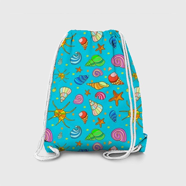 Рюкзак «Разноцветные ракушки на голубом»