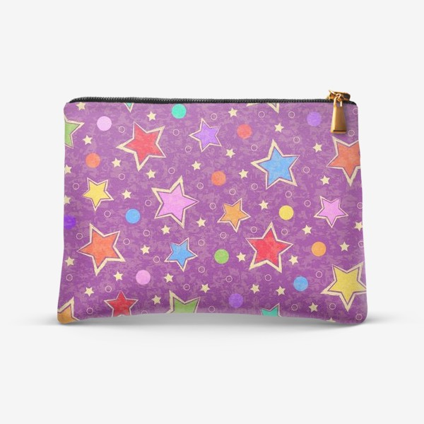 Косметичка «Звёзды и конфетти на фиолетовом фоне»