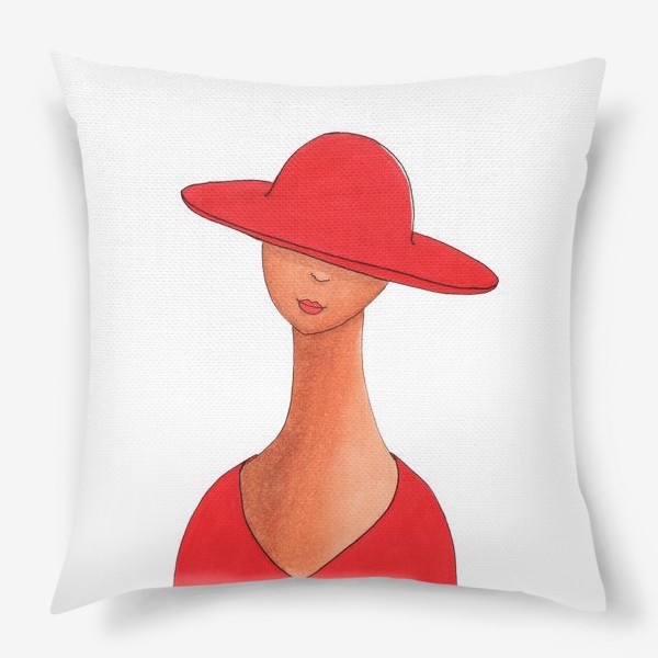 Подушка «Девушка в красном»