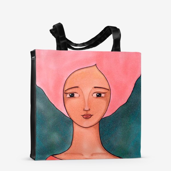 Сумка-шоппер «Портрет девушки с розовыми волосами»