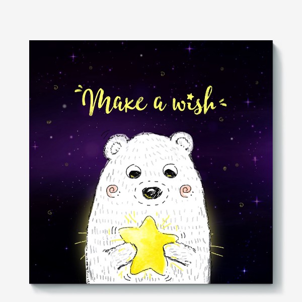 Холст «Мишка "Make a wish"»