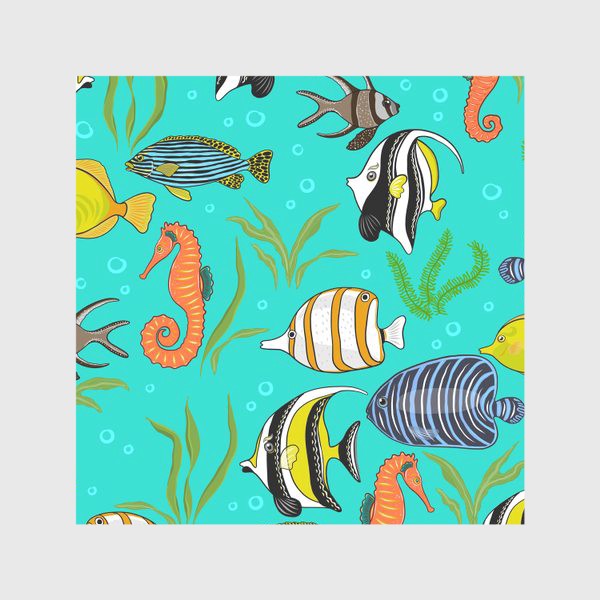 Скатерть «Разноцветные рыбки в бирюзовом море»