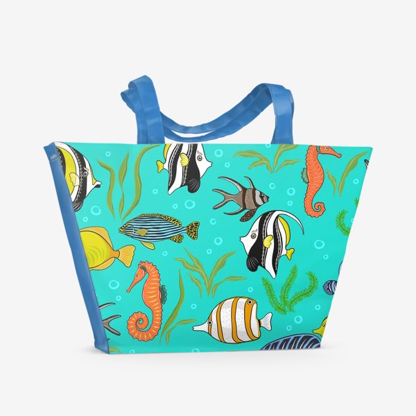 Пляжная сумка &laquo;Разноцветные рыбки в бирюзовом море&raquo;