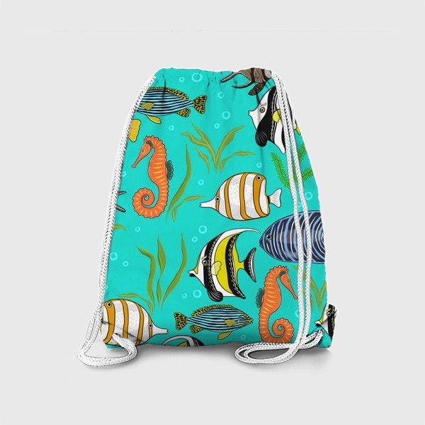 Рюкзак «Разноцветные рыбки в бирюзовом море»