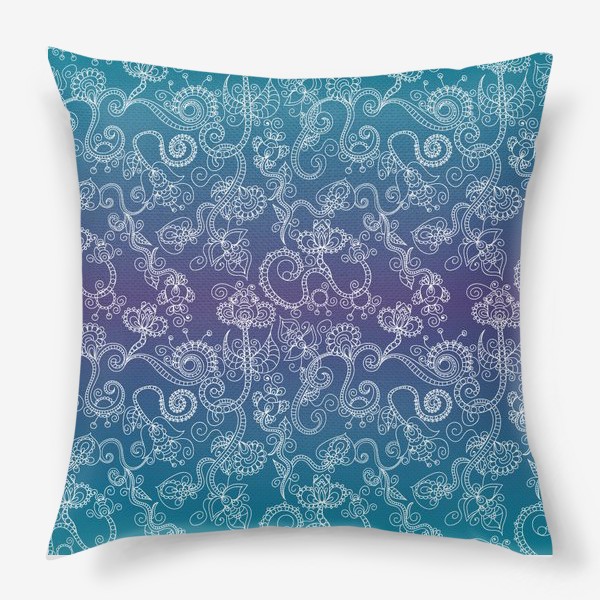 Подушка «Абстрактные цветы на голубом»