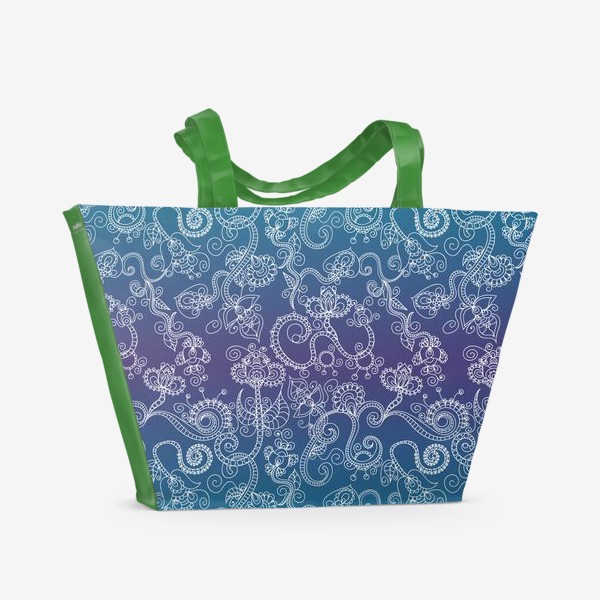 Пляжная сумка «Абстрактные цветы на голубом»