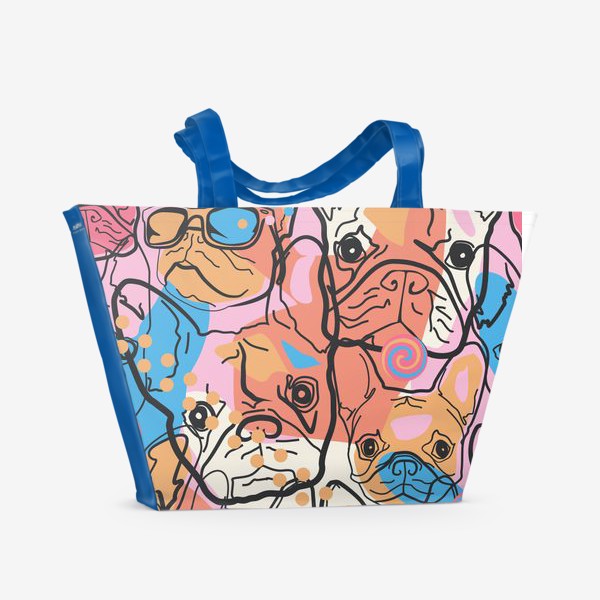 Пляжная сумка &laquo;Frenchie pop art pattern&raquo;