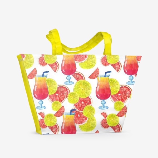 Пляжная сумка «Цитрусовый коктейль паттерн»