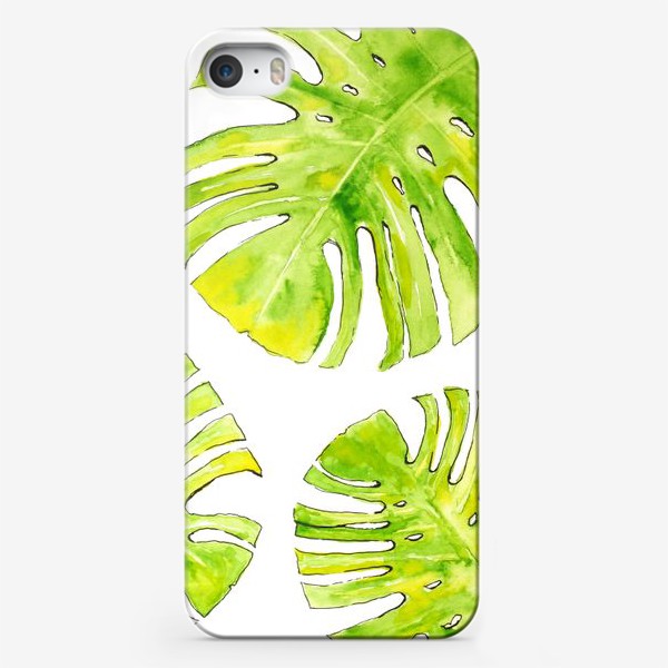Чехол iPhone «Тропические Листья монстеры. Ботанический скетч»