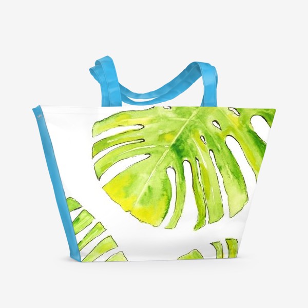 Пляжная сумка &laquo;Тропические Листья монстеры. Ботанический скетч&raquo;