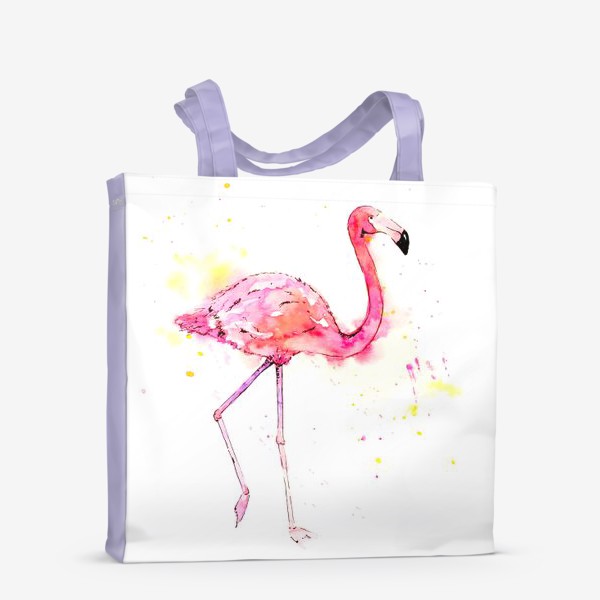 Сумка-шоппер «Розовый фламинго. Летний акварельный тропический скетч на белом фоне»