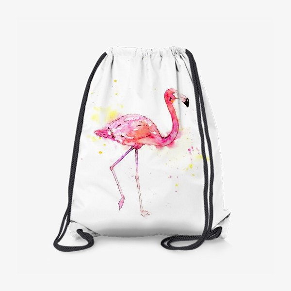Рюкзак «Розовый фламинго. Летний акварельный тропический скетч на белом фоне»