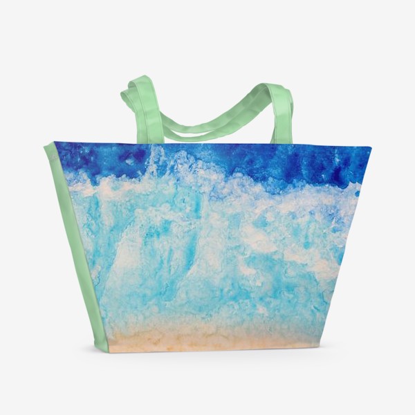 Пляжная сумка &laquo;Океан,  море, волны, пляж, песок, лето. Акварель абстракция, &raquo;