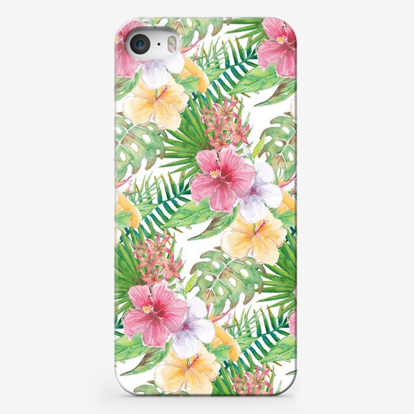 Чехол iPhone «Тропические цветы - паттерн»