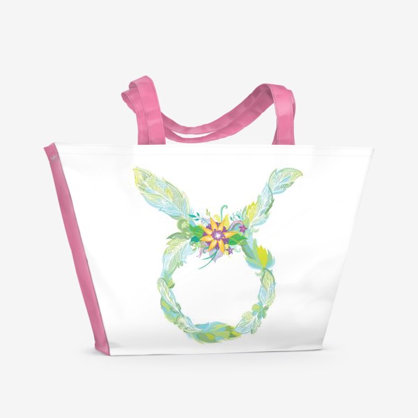 Пляжная сумка «Знак зодиака телец в стиле бохо»
