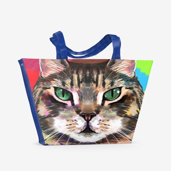 Пляжная сумка «Кот с изумрудными глазами»