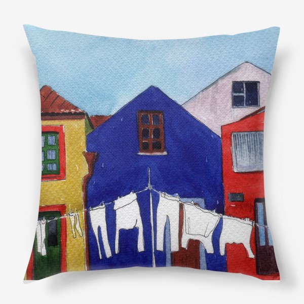 Подушка «Разноцветные итальянские домики»