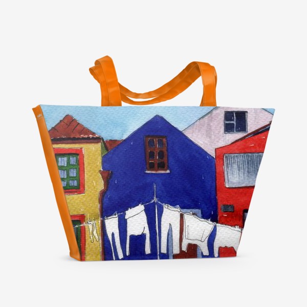 Пляжная сумка «Разноцветные итальянские домики»