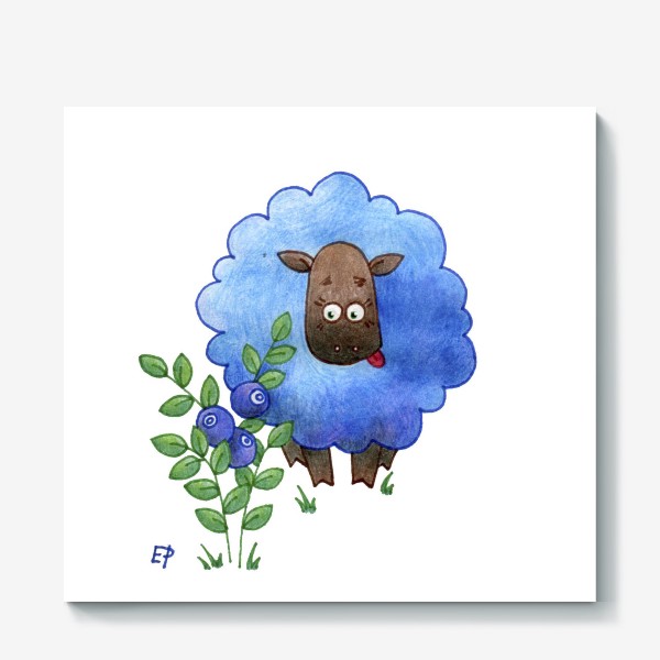 Холст «Голубая овечка и черничка»