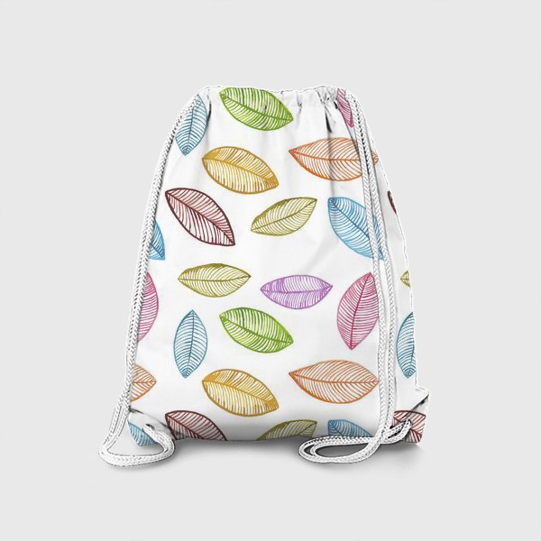 Рюкзак «Разноцветные акварельные листья на белом фоне»