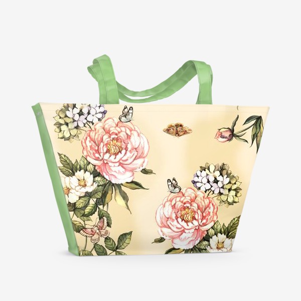 Пляжная сумка «Винтажный акварельный цветочный узор»