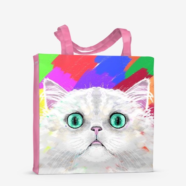 Сумка-шоппер «Белая кошка с изумрудными глазами»