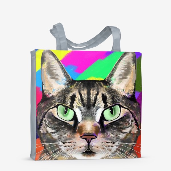 Сумка-шоппер «Кошка табби с зелеными глазами»