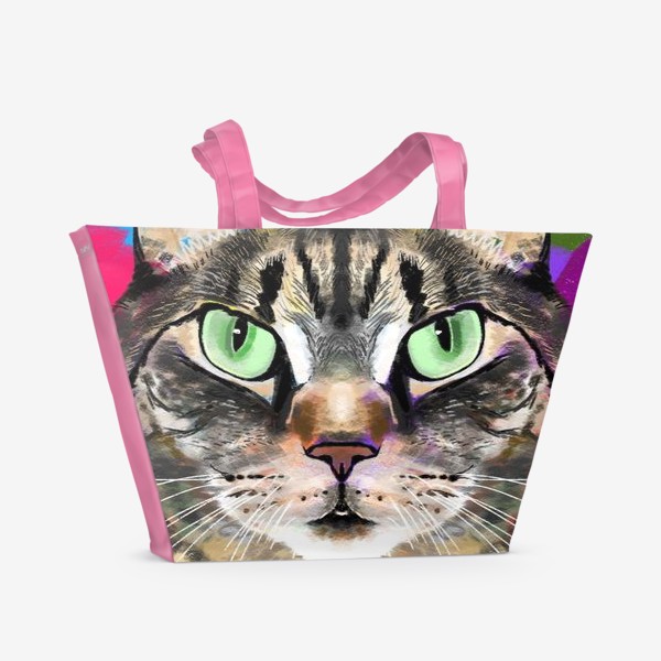 Пляжная сумка &laquo;Кошка табби с зелеными глазами&raquo;