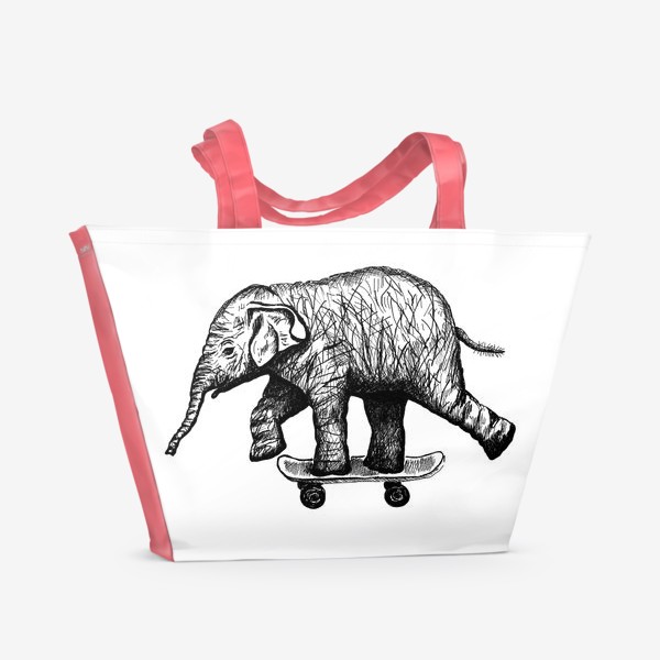 Пляжная сумка «Слон на скейте»