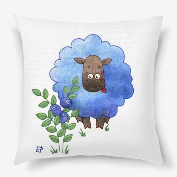 Подушка «Голубая овечка и черничка»