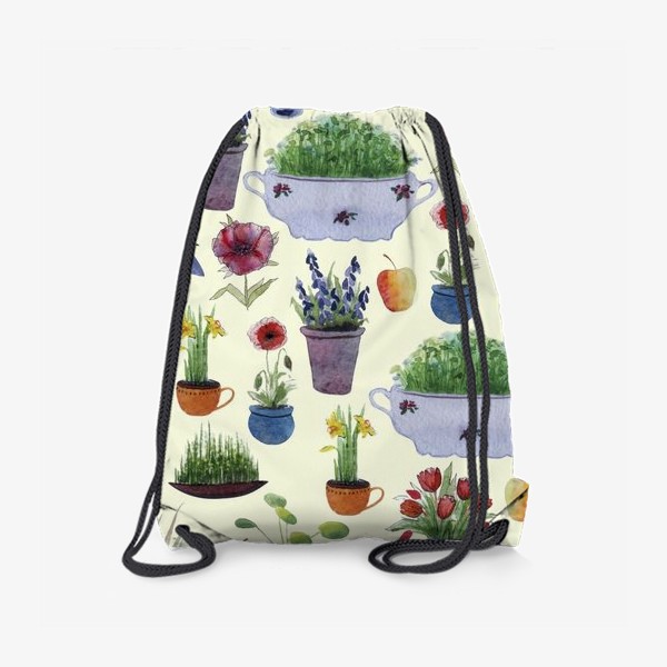 Рюкзак «Растения в горшках и лейках.»