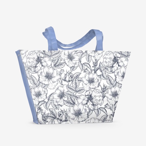 Пляжная сумка «Шиповник. Графика. Цветы»