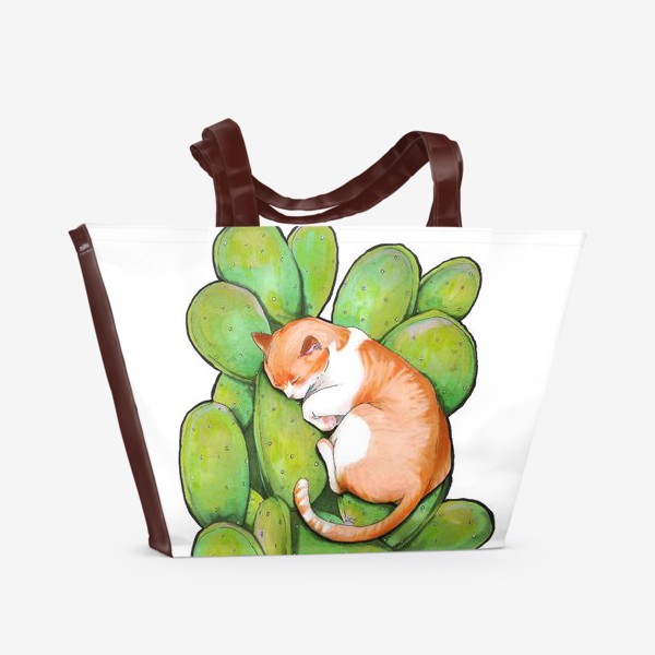 Пляжная сумка «Котик в кактусах»