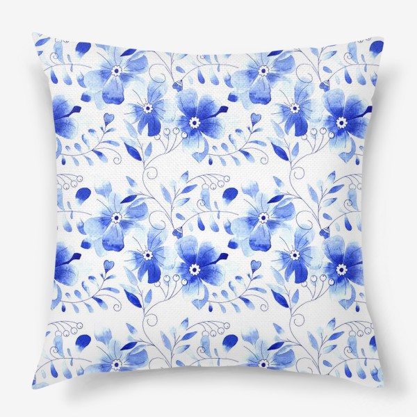 Подушка «Паттерн Цветы Синие »