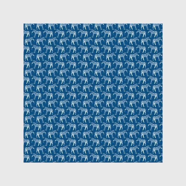 Шторы «Зебры белые на синем фоне.»